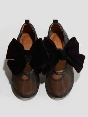 H&M Black Velvet Bow Mary Jane Flats for Kids